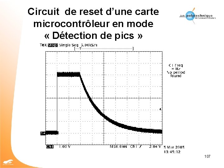 Circuit de reset d’une carte microcontrôleur en mode « Détection de pics » 107