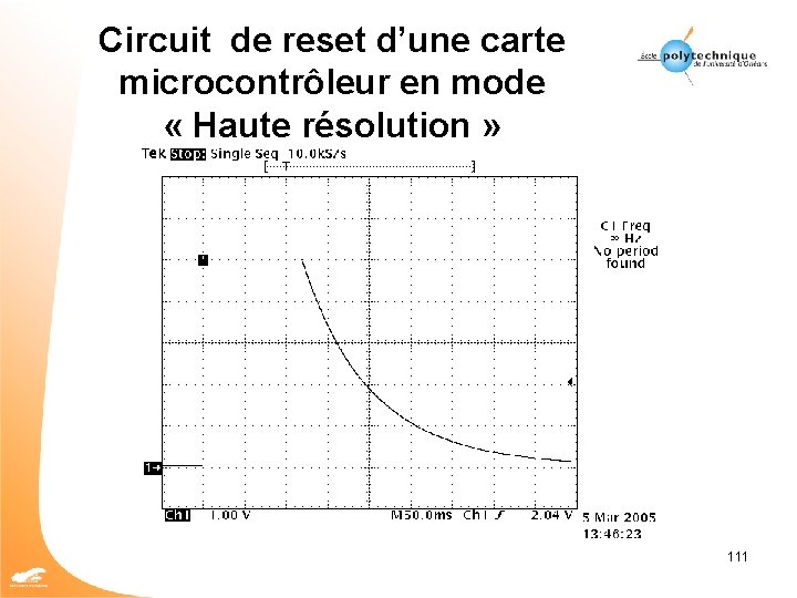 Circuit de reset d’une carte microcontrôleur en mode « Haute résolution » 111 