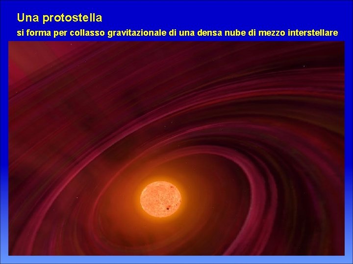 Una protostella si forma per collasso gravitazionale di una densa nube di mezzo interstellare