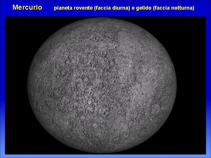 Mercurio pianeta rovente (faccia diurna) e gelido (faccia notturna) 
