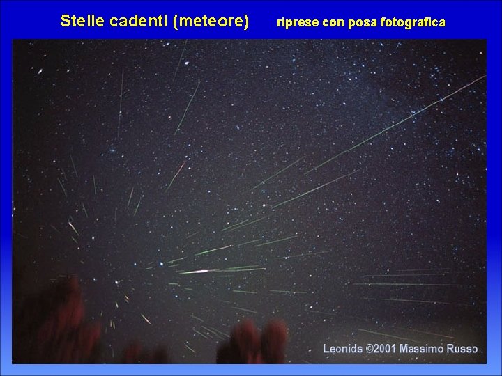 Stelle cadenti (meteore) riprese con posa fotografica 