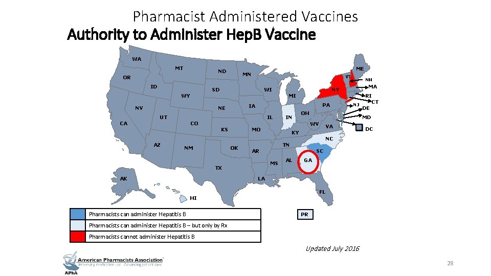 Pharmacist Administered Vaccines Authority to Administer Hep. B Vaccine WA MT ND OR ID