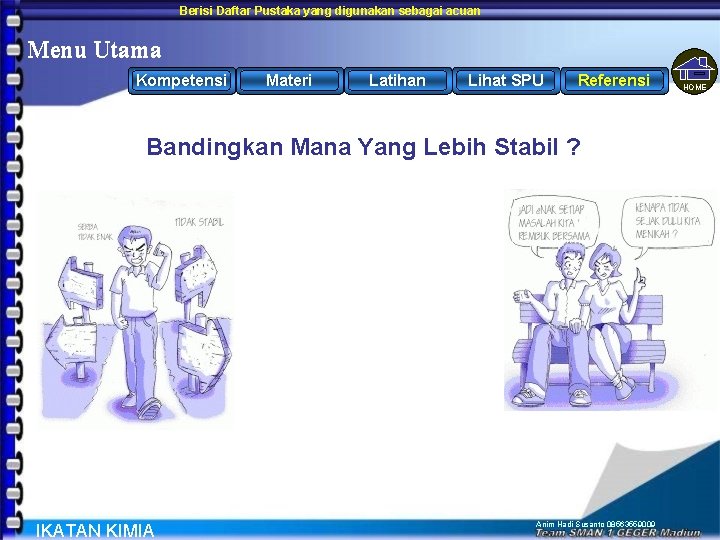 Berisi Daftar Pustaka yang digunakan sebagai acuan Menu Utama Kompetensi Materi Latihan Lihat SPU Berisi Daftar Pustaka yang digunakan sebagai acuan Menu Utama Kompetensi Materi Latihan Lihat SPU