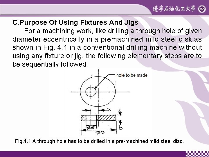 C. Purpose Of Using Fixtures And Jigs For a machining work, like drilling a