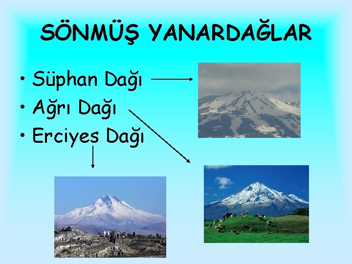 SÖNMÜŞ YANARDAĞLAR • Süphan Dağı • Ağrı Dağı • Erciyes Dağı 