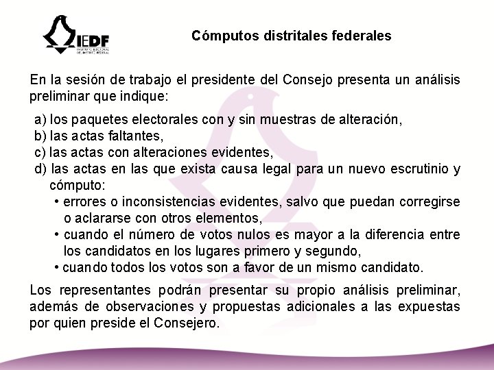 Cómputos distritales federales En la sesión de trabajo el presidente del Consejo presenta un