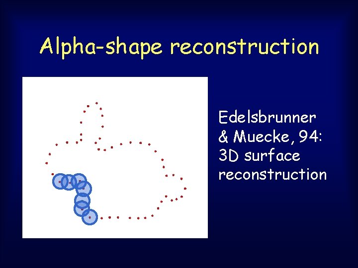 Alpha-shape reconstruction Edelsbrunner & Muecke, 94: 3 D surface reconstruction Alpha-shape reconstruction Edelsbrunner & Muecke, 94: 3 D surface reconstruction