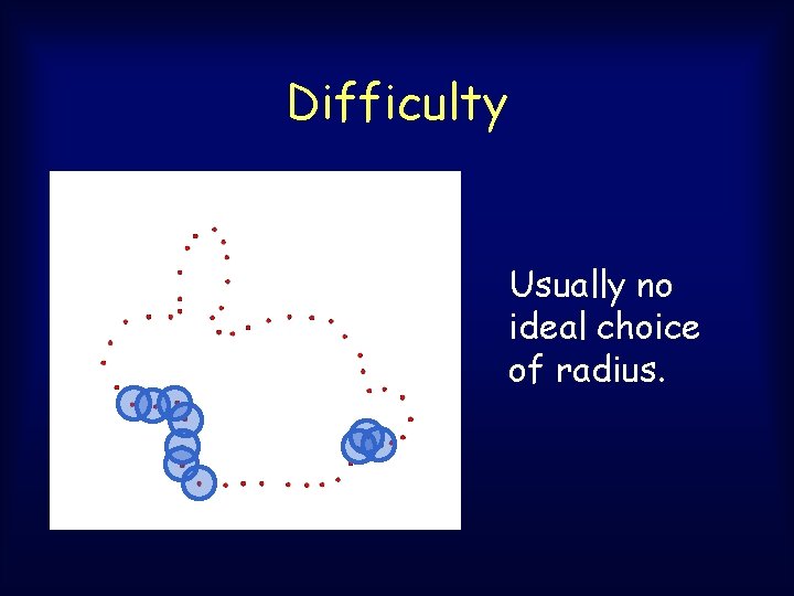 Difficulty Usually no ideal choice of radius. Difficulty Usually no ideal choice of radius.