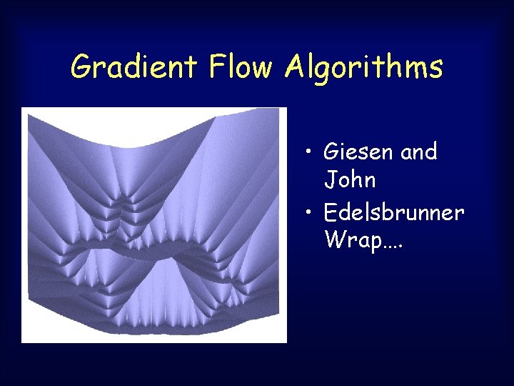 Gradient Flow Algorithms • Giesen and John • Edelsbrunner Wrap…. Gradient Flow Algorithms • Giesen and John • Edelsbrunner Wrap….