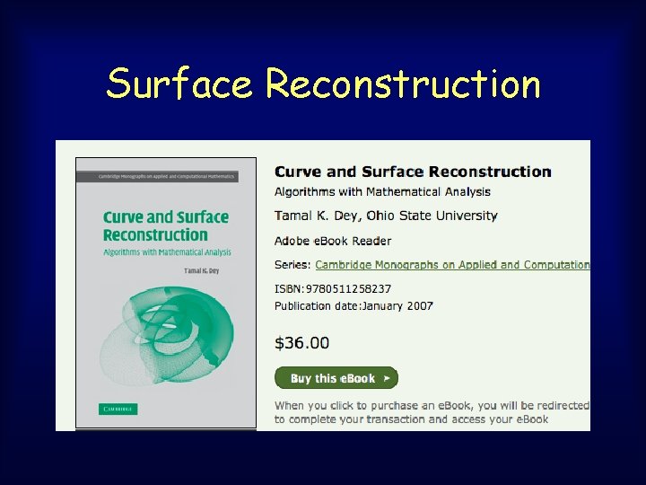 Surface Reconstruction Surface Reconstruction