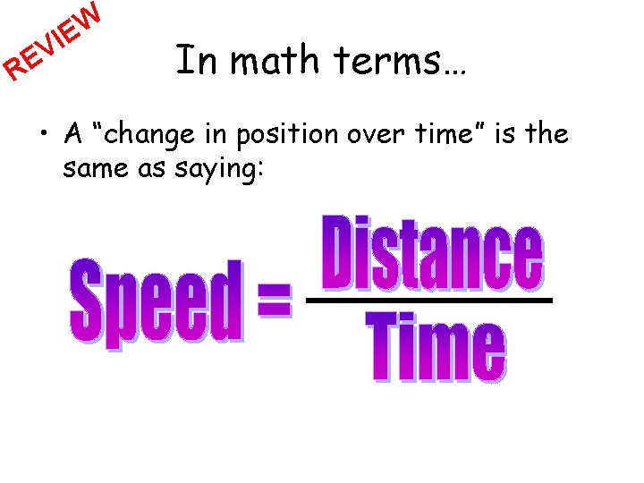 W E I V E R In math terms… • A “change in position