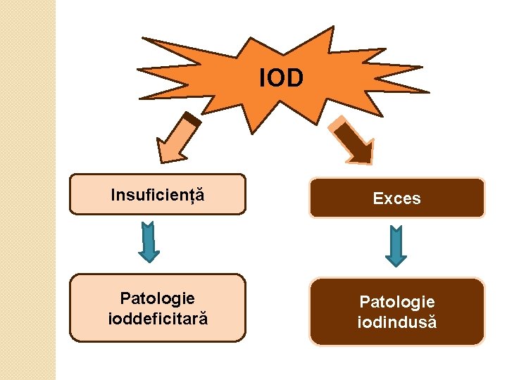 IOD Insuficiență Exces Patologie ioddeficitară Patologie iodindusă 