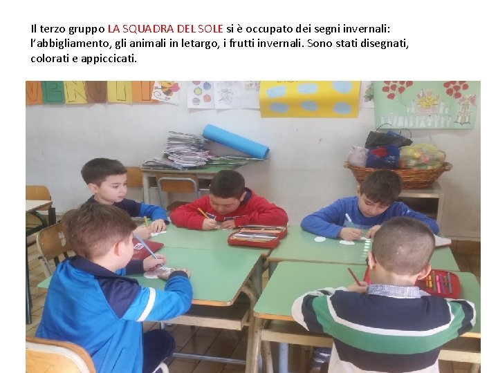 Il terzo gruppo LA SQUADRA DEL SOLE si è occupato dei segni invernali: l’abbigliamento, Il terzo gruppo LA SQUADRA DEL SOLE si è occupato dei segni invernali: l’abbigliamento,