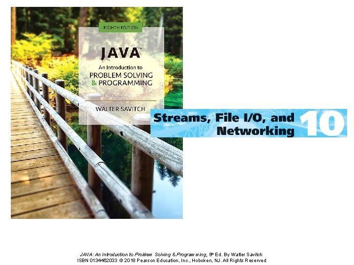 JAVA: An Introduction to Problem Solving & Programming, 8 th Ed. By Walter Savitch