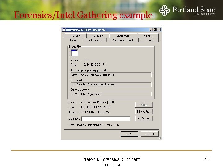 Forensics/Intel Gathering example Network Forensics & Incident Response 18 