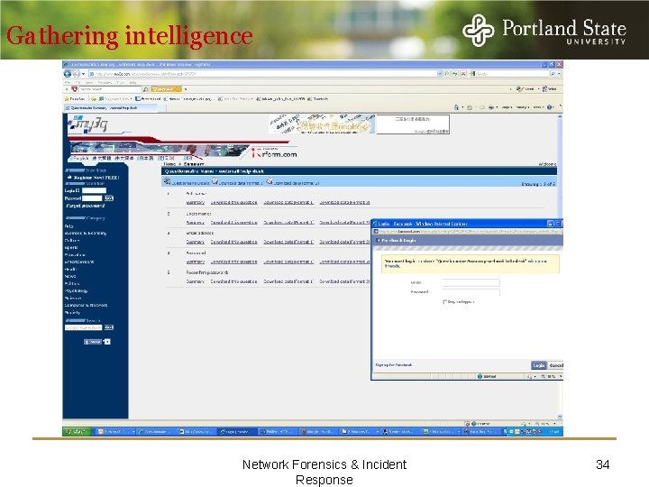 Gathering intelligence Network Forensics & Incident Response 34 