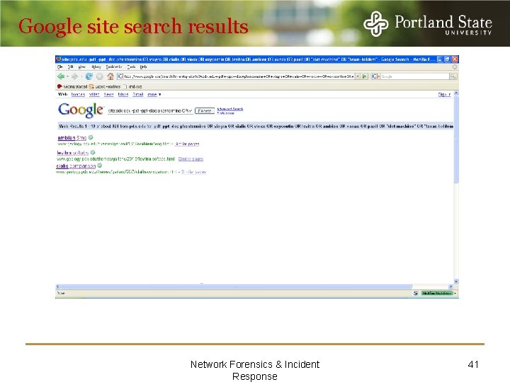 Google site search results Network Forensics & Incident Response 41 