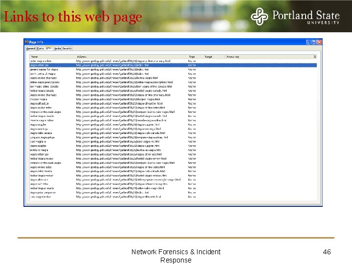 Links to this web page Network Forensics & Incident Response 46 