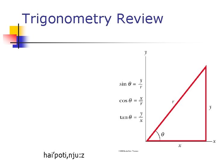 Trigonometry Review hai’poti, nju: z 