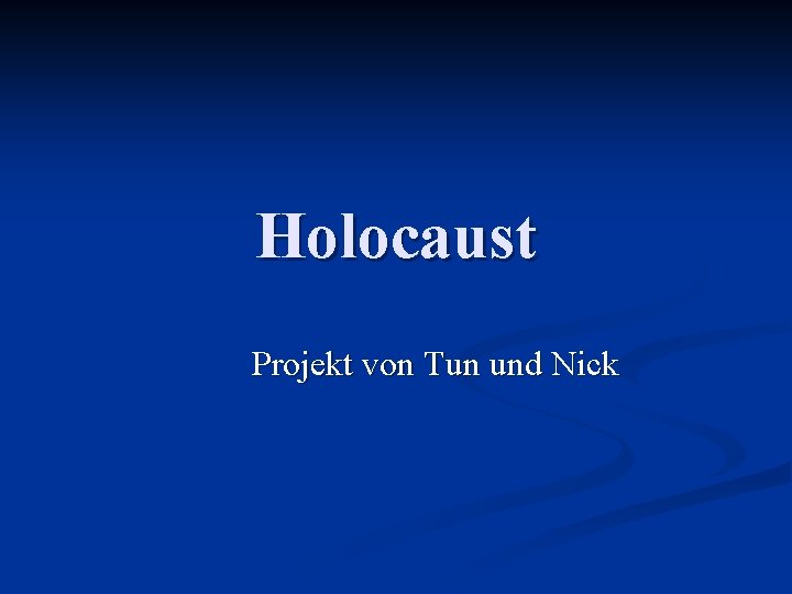 Holocaust Projekt von Tun und Nick 
