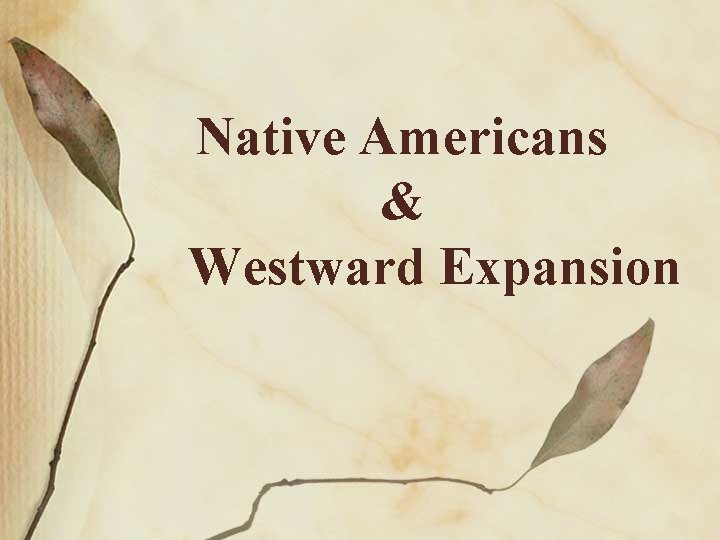 Native Americans & Westward Expansion 