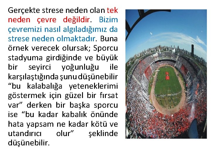 Gerçekte strese neden olan tek neden çevre değildir. Bizim çevremizi nasıl algıladığımız da strese