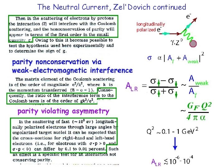 The Neutral Current, Zel'Dovich continued 