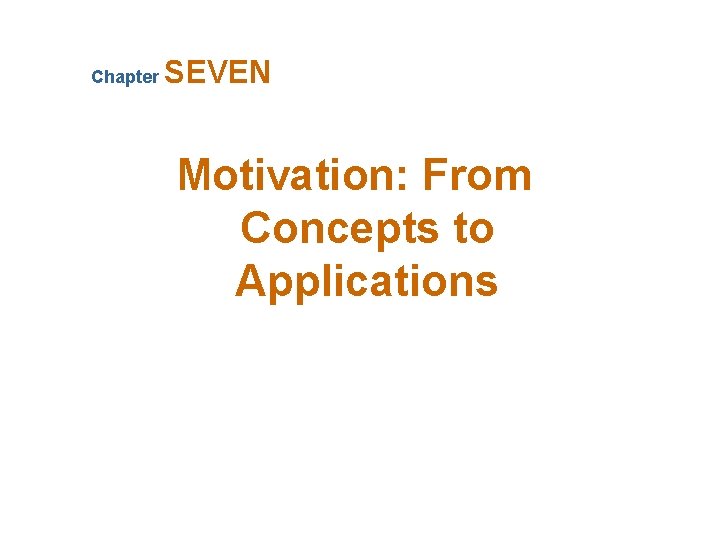 Chapter SEVEN Motivation: From Concepts to Applications 