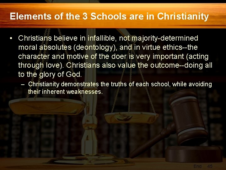 Elements of the 3 Schools are in Christianity • Christians believe in infallible, not