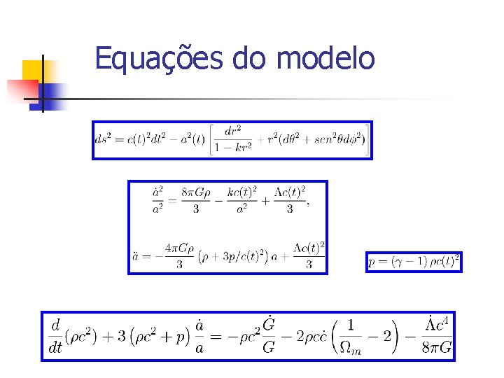 Equações do modelo Equações do modelo