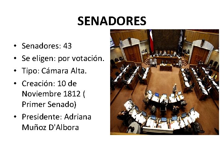 SENADORES Senadores: 43 Se eligen: por votación. Tipo: Cámara Alta. Creación: 10 de Noviembre