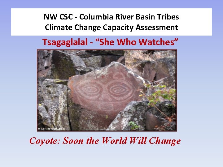 NW CSC - Columbia River Basin Tribes Climate Change Capacity Assessment Tsagaglalal - “She