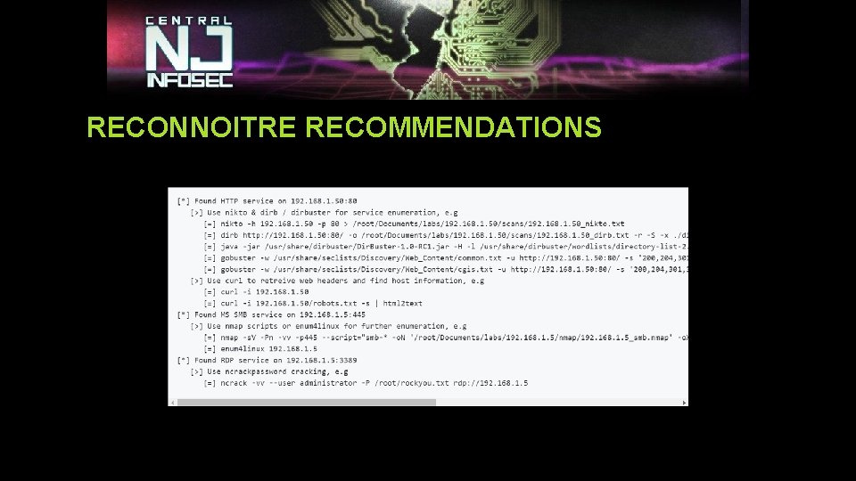 RECONNOITRE RECOMMENDATIONS RECONNOITRE RECOMMENDATIONS