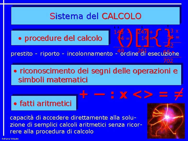 Sistema del CALCOLO • procedure del calcolo 1 ()[]{} 1 1 143 94 =