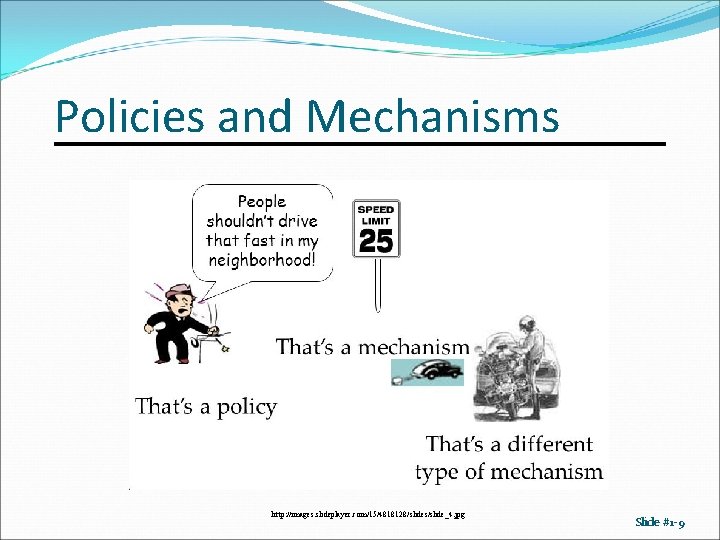 Policies and Mechanisms http: //images. slideplayer. com/15/4818128/slides/slide_4. jpg Slide #1 -9 