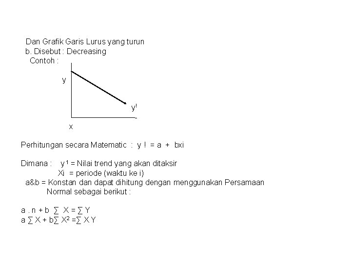  Dan Grafik Garis Lurus yang turun b. Disebut : Decreasing Contoh : y