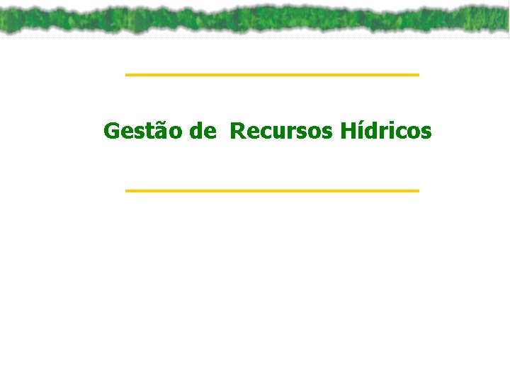 Gestão de Recursos Hídricos 