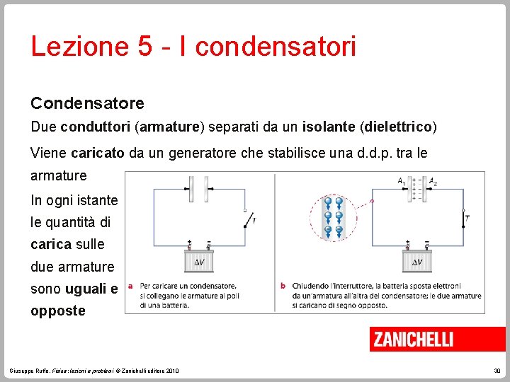 Lezione 5 - I condensatori Condensatore Due conduttori (armature) separati da un isolante (dielettrico)