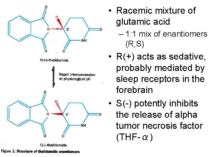  • Racemic mixture of glutamic acid – 1: 1 mix of enantiomers (R,