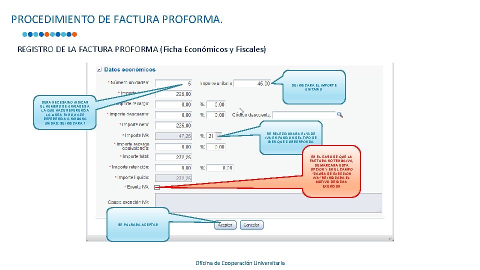 PROCEDIMIENTO DE FACTURA PROFORMA. REGISTRO DE LA FACTURA PROFORMA (Ficha Económicos y Fiscales) SE