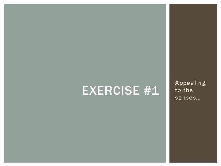 EXERCISE #1 Appealing to the senses… 