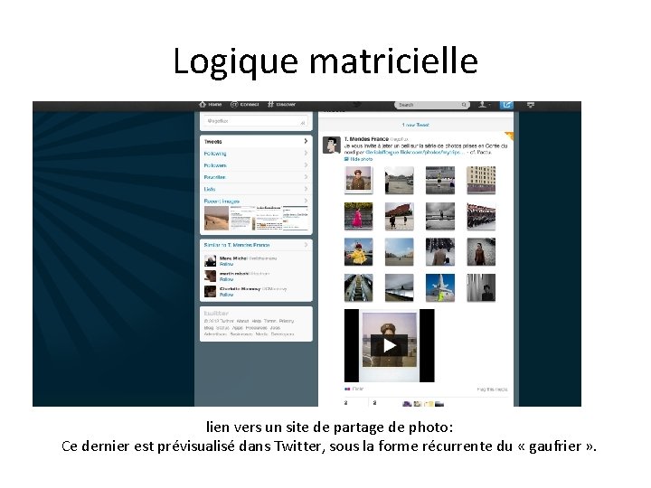 Logique matricielle lien vers un site de partage de photo: Ce dernier est prévisualisé