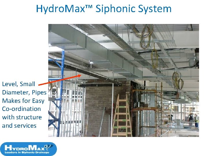 Hydro. Max™ Siphonic System Level, Small Diameter, Pipes Makes for Easy Co-ordination with structure