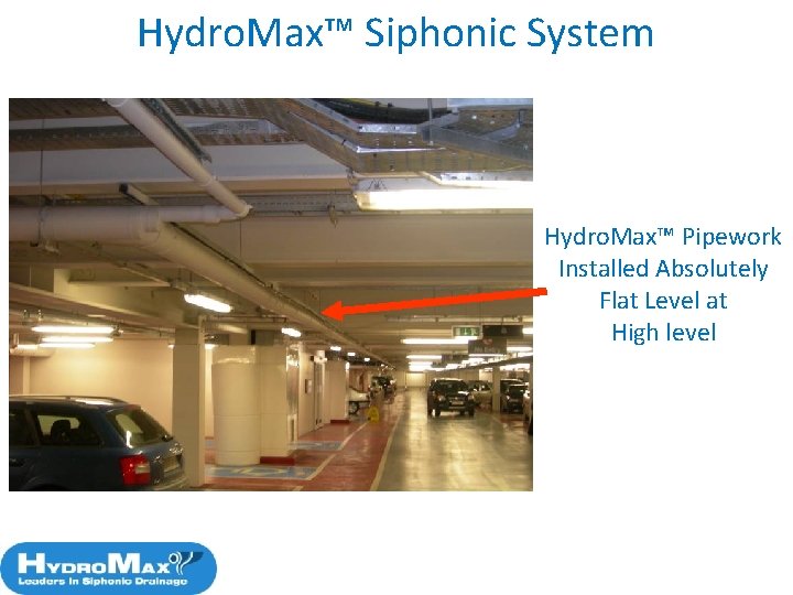 Hydro. Max™ Siphonic System Hydro. Max™ Pipework Installed Absolutely Flat Level at High level
