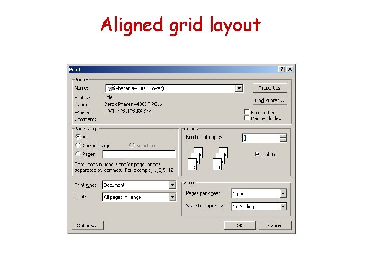 Aligned grid layout 