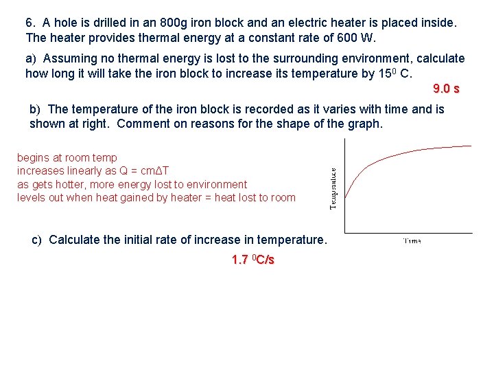 6. A hole is drilled in an 800 g iron block and an electric