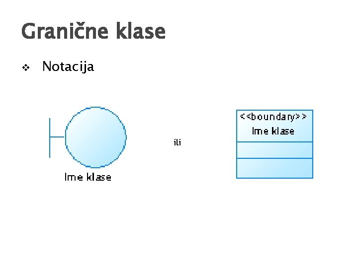 Granične klase v Notacija ili 