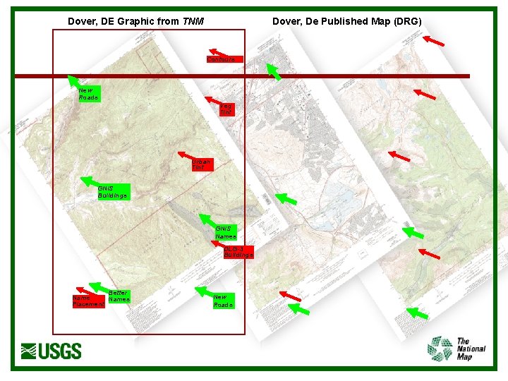 Dover, DE Graphic from TNM Dover, De Published Map (DRG) Contours New Roads Veg