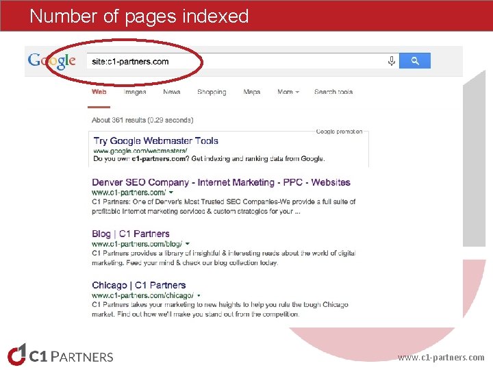 Number of pages indexed www. c 1 -partners. com Number of pages indexed www. c 1 -partners. com