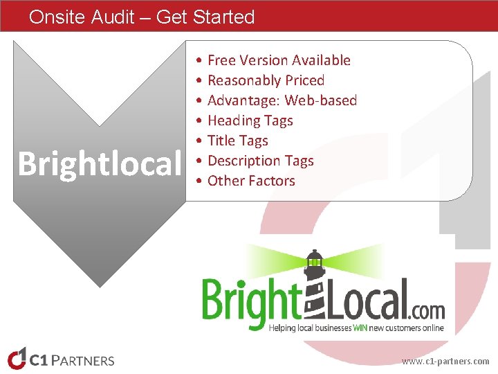 Onsite Audit – Get Started Brightlocal • Free Version Available • Reasonably Priced • Onsite Audit – Get Started Brightlocal • Free Version Available • Reasonably Priced •